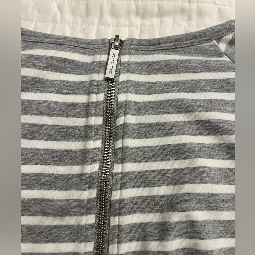 Michael Kors grey and white striped tshirt dress